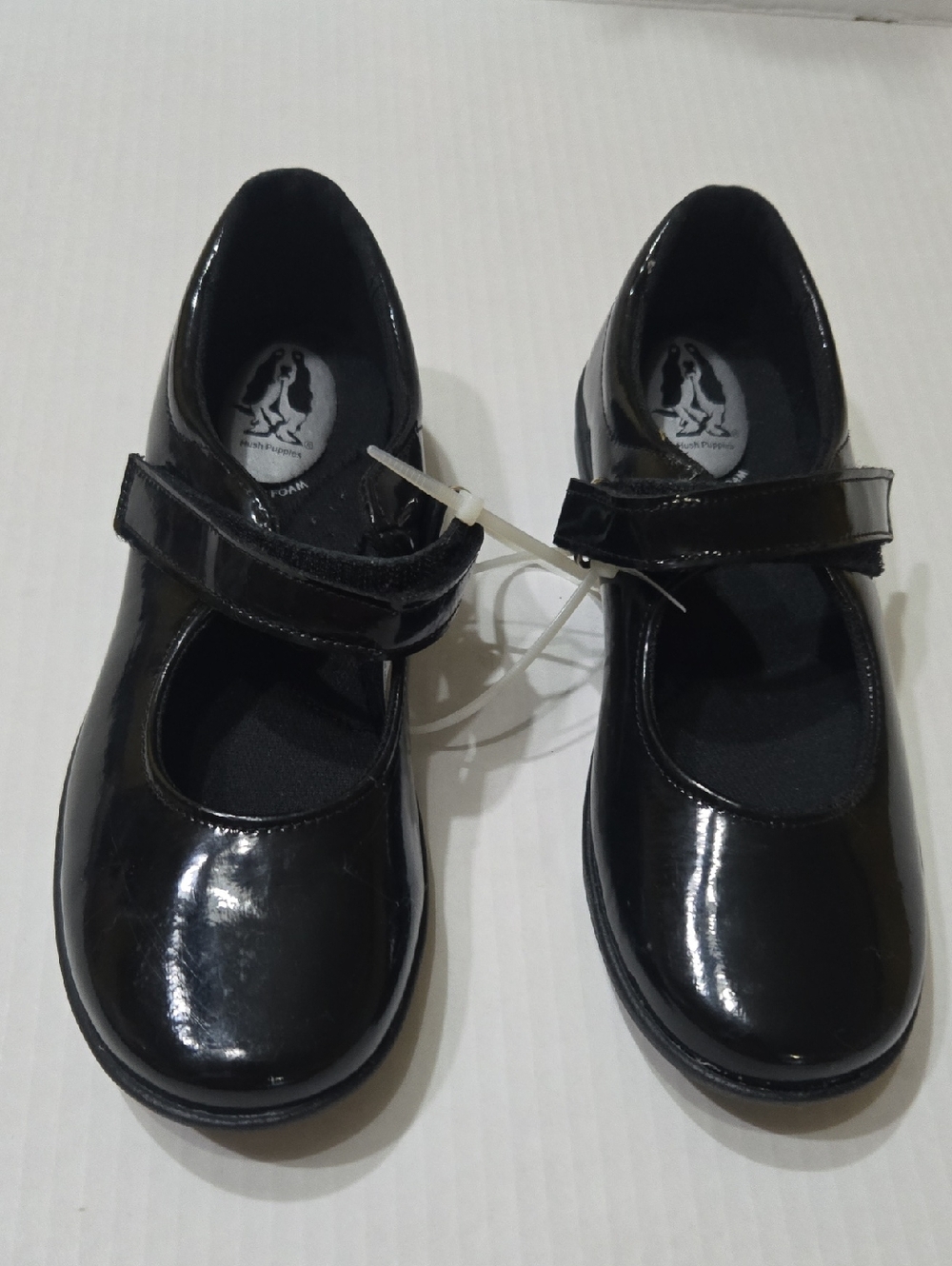 Children's Black Patent Mary Jane School Shoes Hush Puppies  Lexi New Sz 2 Velcr